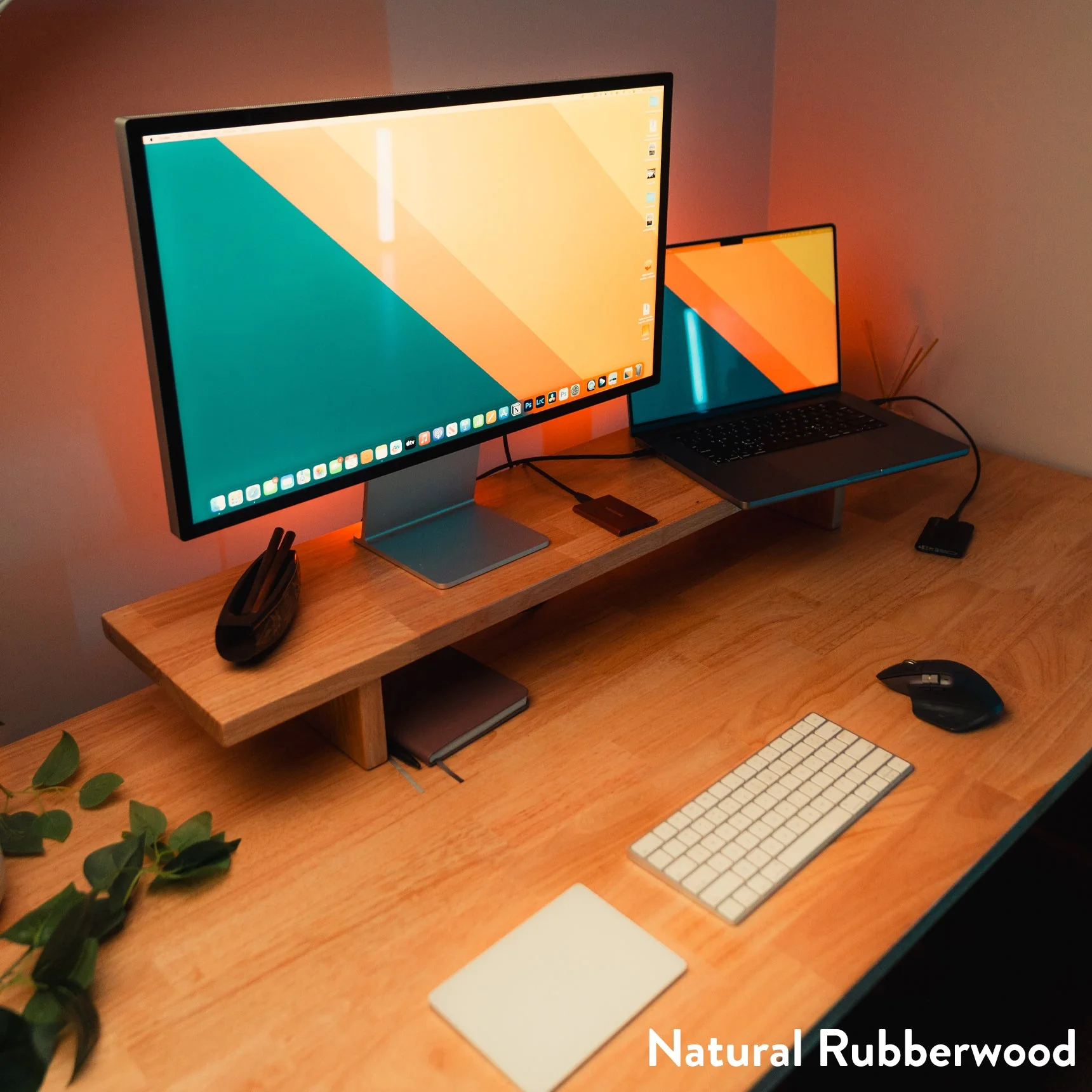 Almost Perfect Desky Dual Rubberwood Sit Stand Desk - Image 9