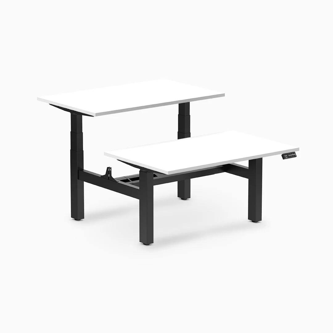 Desky Back to Back Melamine Sit Stand Workstation - Image 12
