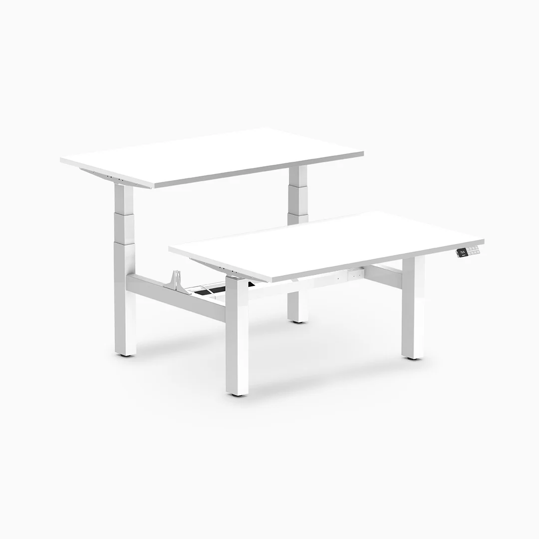 Desky Back to Back Melamine Sit Stand Workstation - Image 13