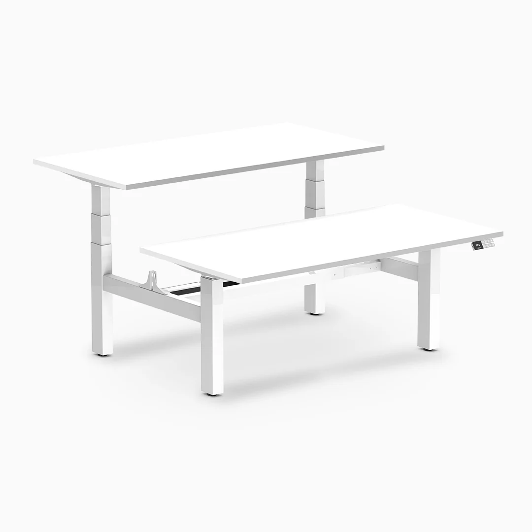 Desky Back to Back Melamine Sit Stand Workstation - Image 15
