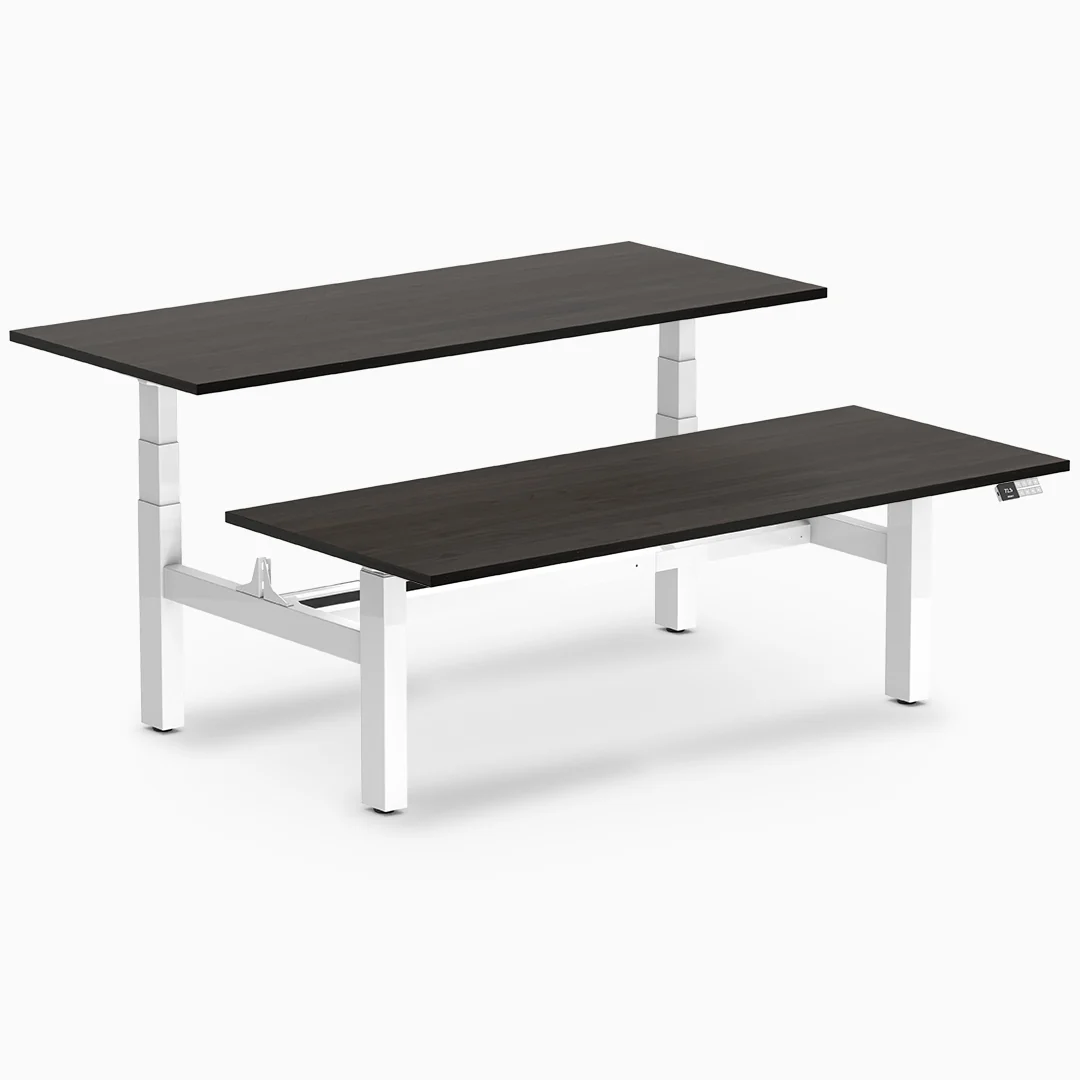 Desky Back to Back Melamine Sit Stand Workstation - Image 35