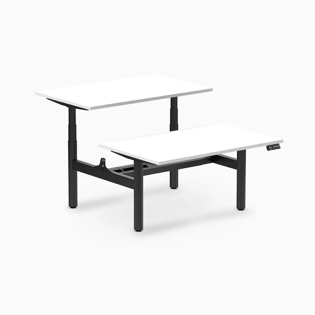 Desky Back to Back Round Leg Melamine Sit Stand Workstation - Image 12