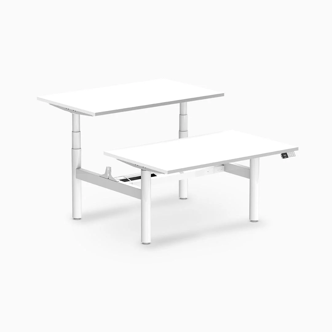 Desky Back to Back Round Leg Melamine Sit Stand Workstation - Image 13