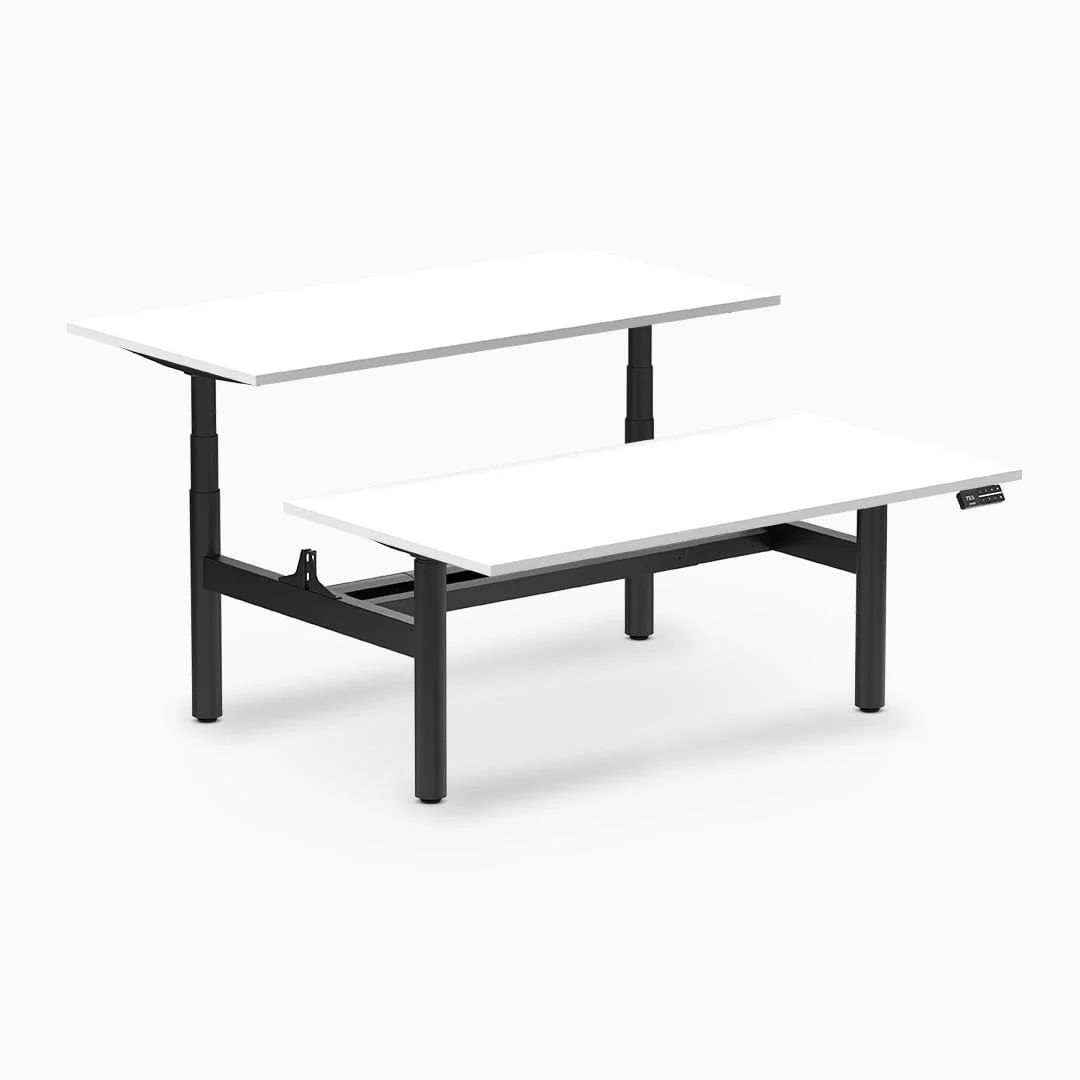 Desky Back to Back Round Leg Melamine Sit Stand Workstation - Image 14
