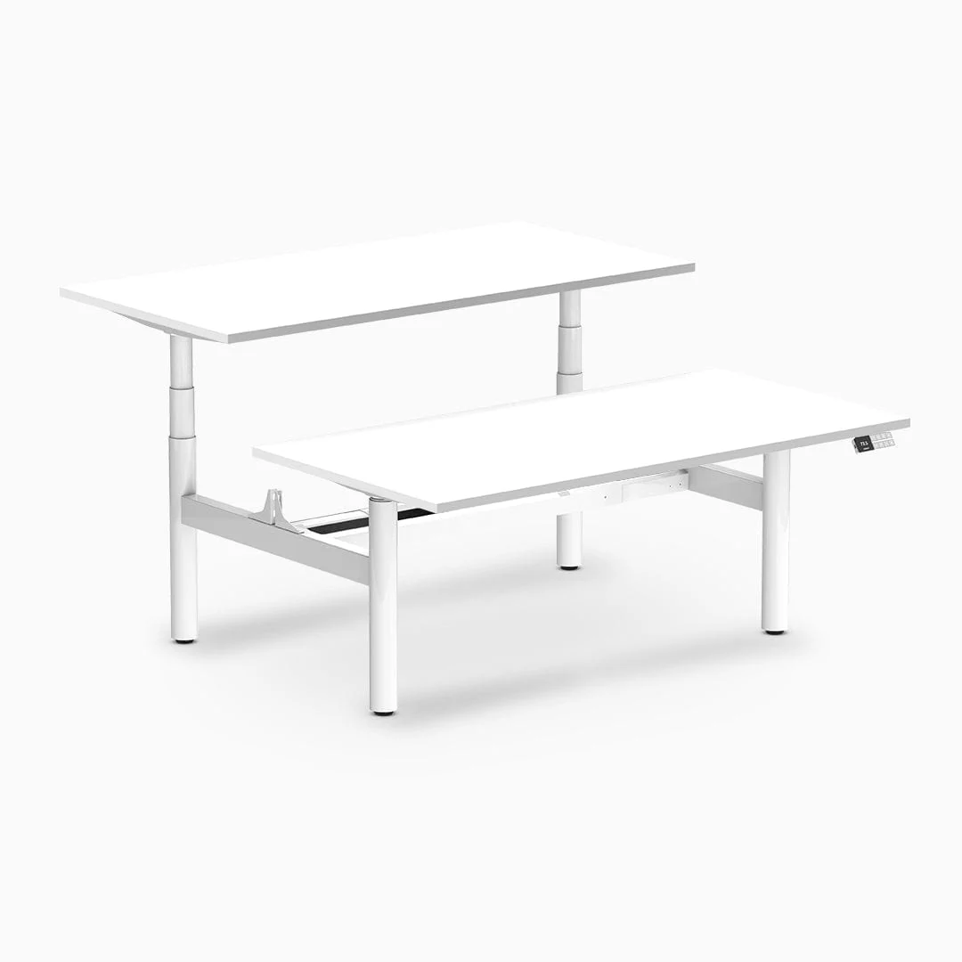 Desky Back to Back Round Leg Melamine Sit Stand Workstation - Image 15