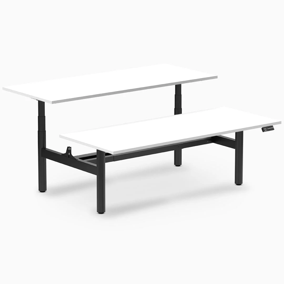 Desky Back to Back Round Leg Melamine Sit Stand Workstation - Image 16