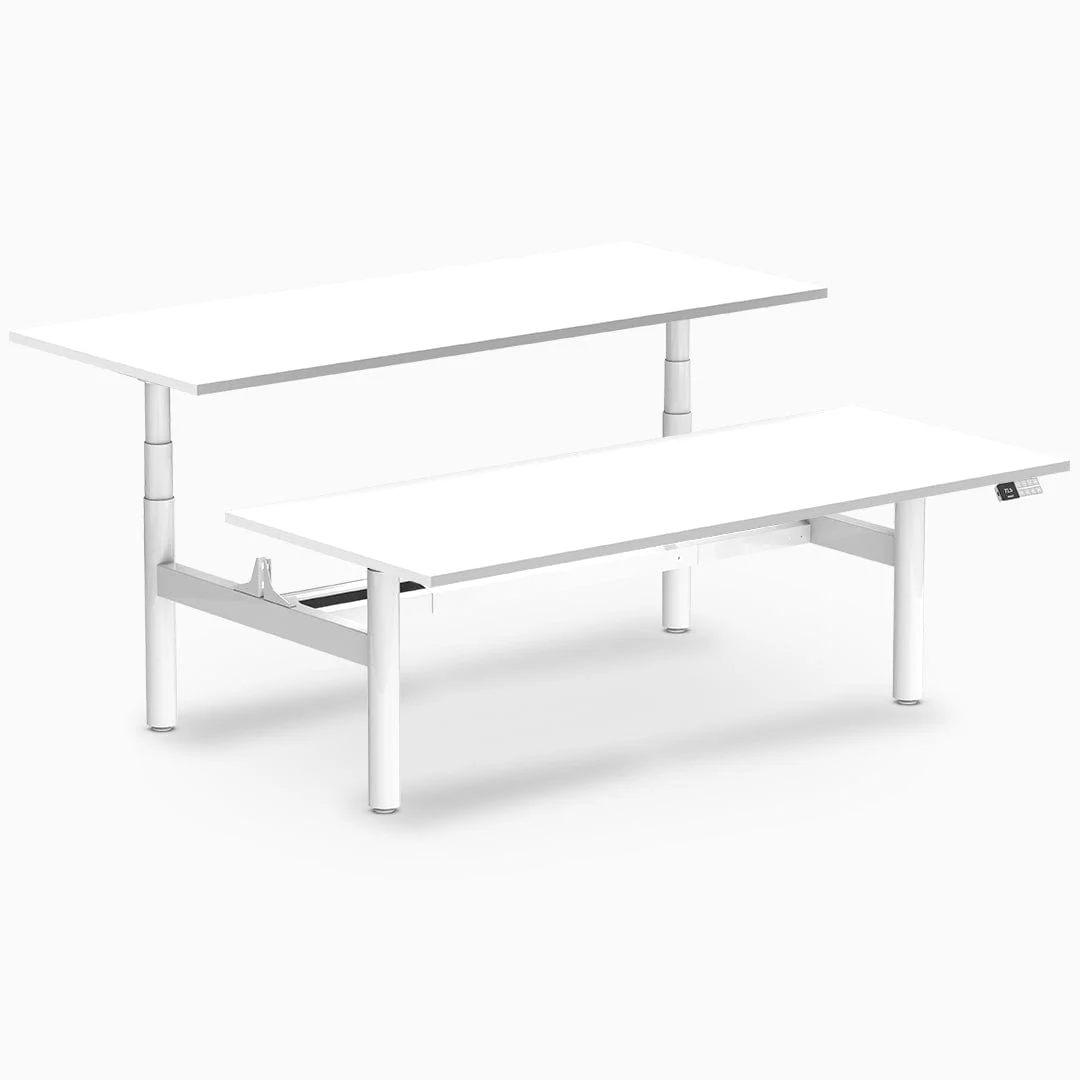 Desky Back to Back Round Leg Melamine Sit Stand Workstation - Image 17