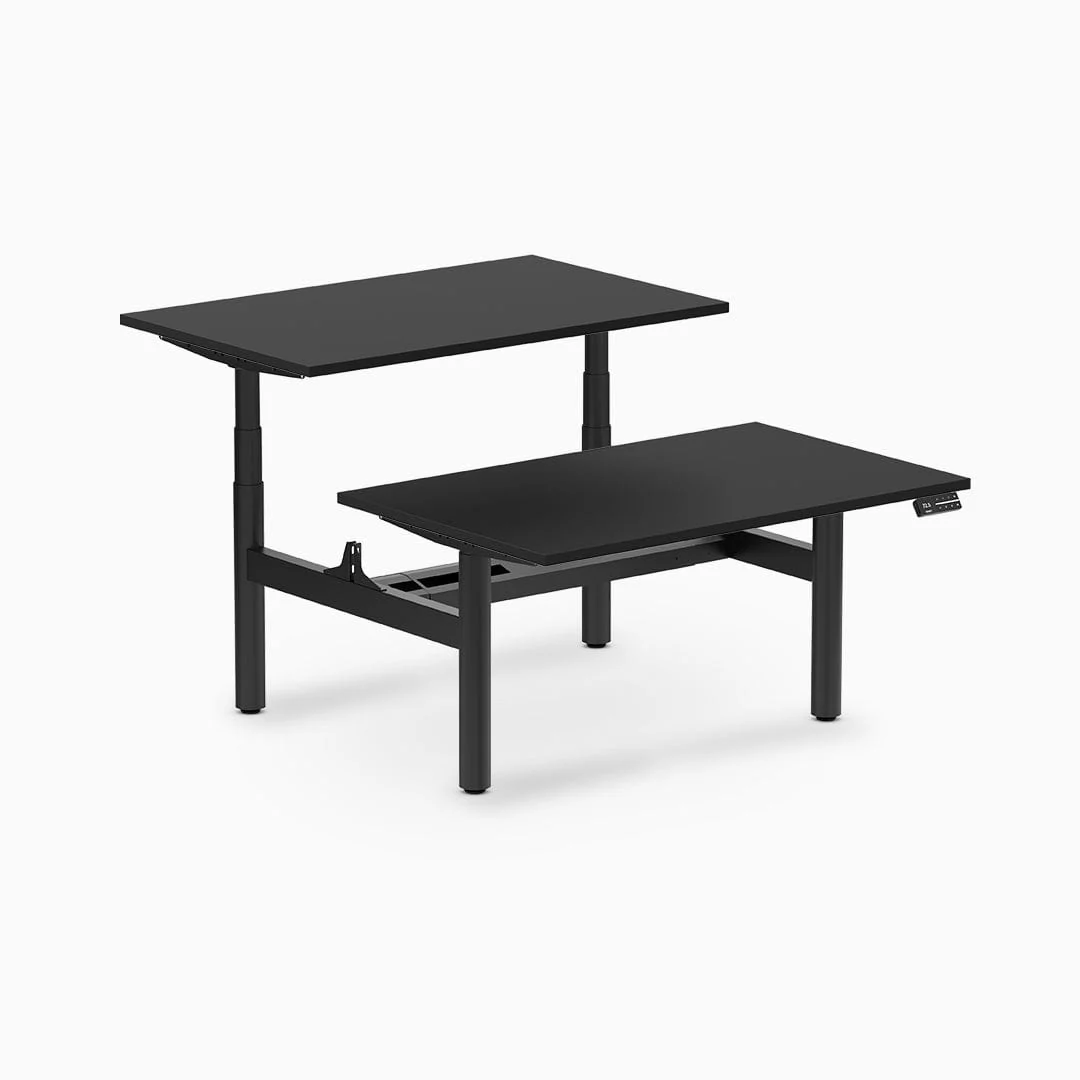 Desky Back to Back Round Leg Melamine Sit Stand Workstation - Image 18