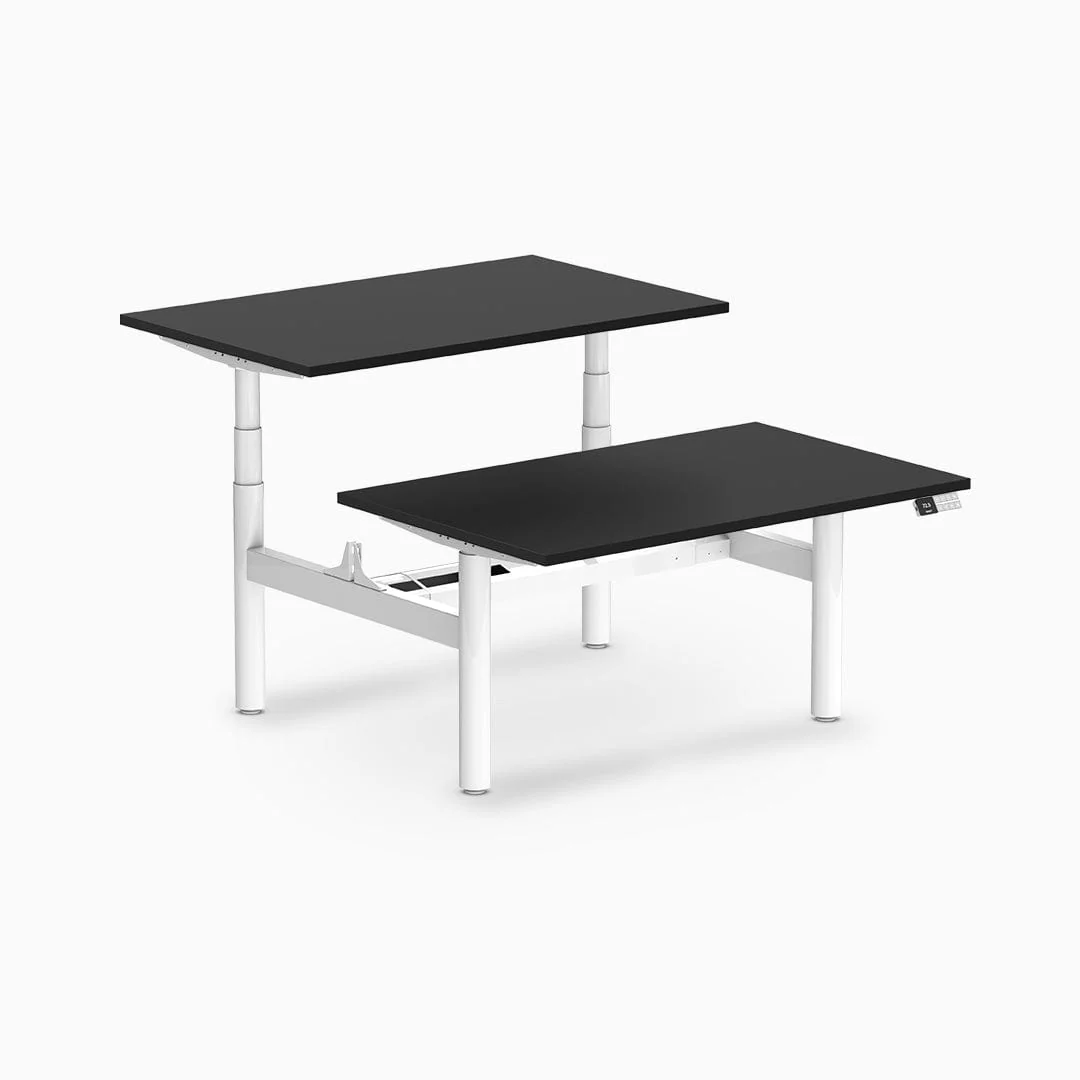Desky Back to Back Round Leg Melamine Sit Stand Workstation - Image 19