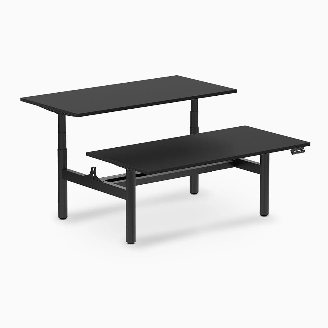 Desky Back to Back Round Leg Melamine Sit Stand Workstation - Image 20