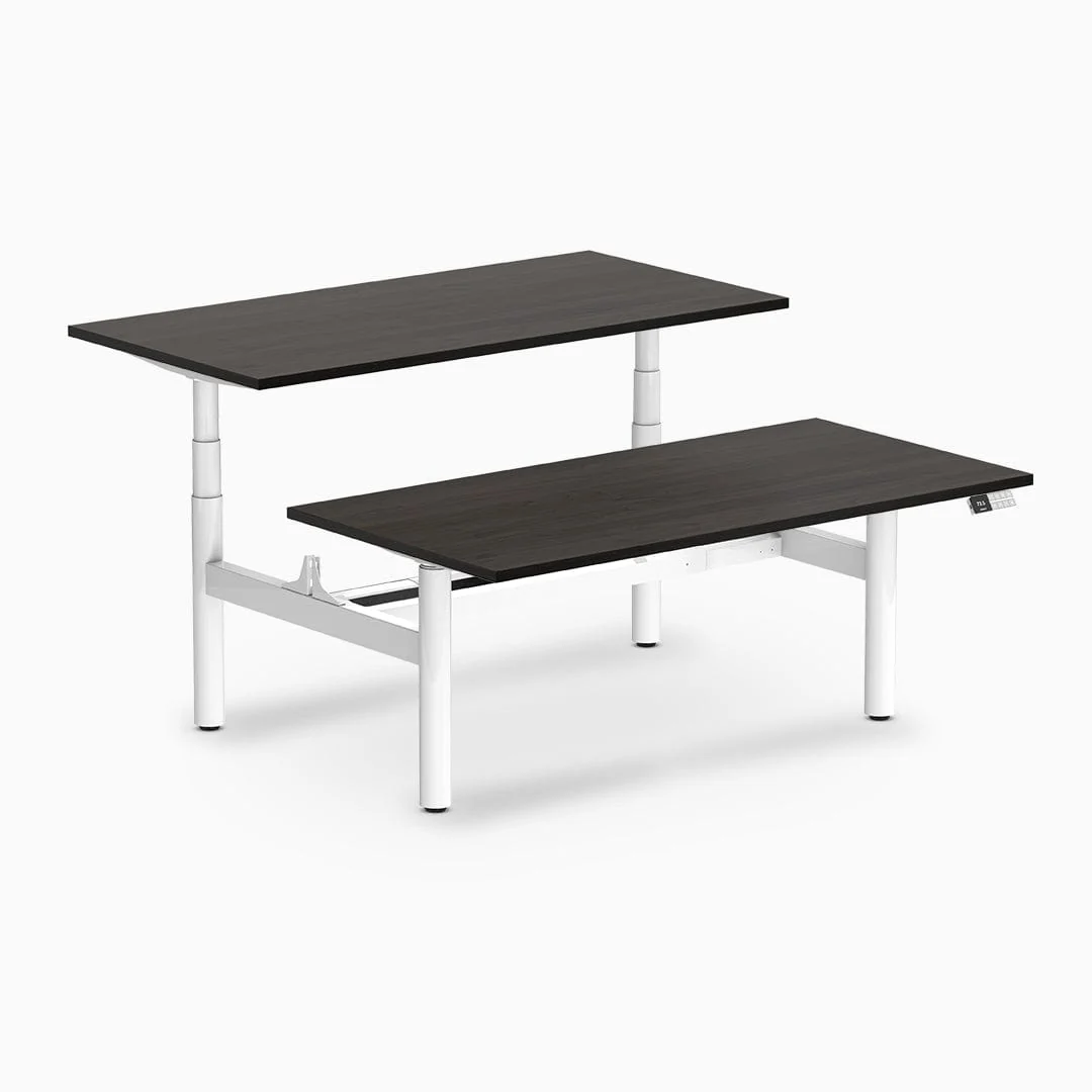 Desky Back to Back Round Leg Melamine Sit Stand Workstation - Image 21