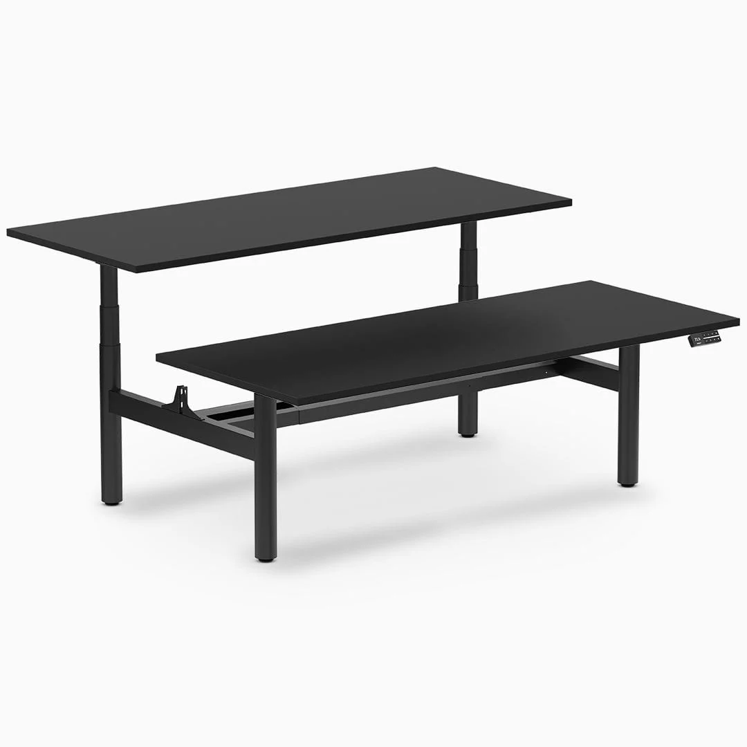 Desky Back to Back Round Leg Melamine Sit Stand Workstation - Image 22