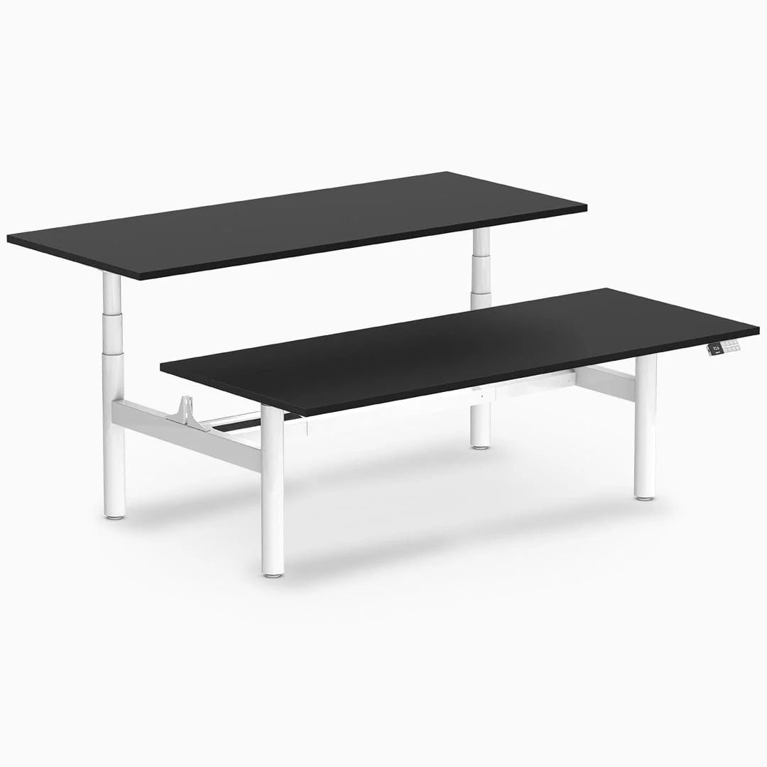 Desky Back to Back Round Leg Melamine Sit Stand Workstation - Image 23
