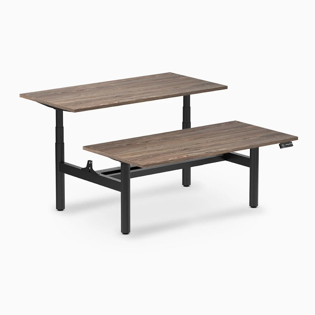 Desky Back to Back Round Leg Melamine Sit Stand Workstation - Image 26