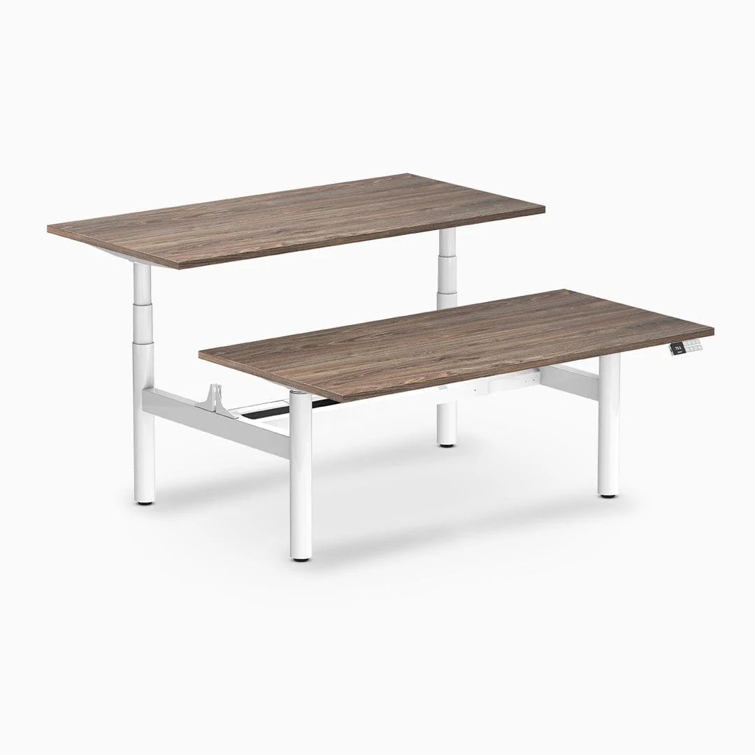 Desky Back to Back Round Leg Melamine Sit Stand Workstation - Image 27