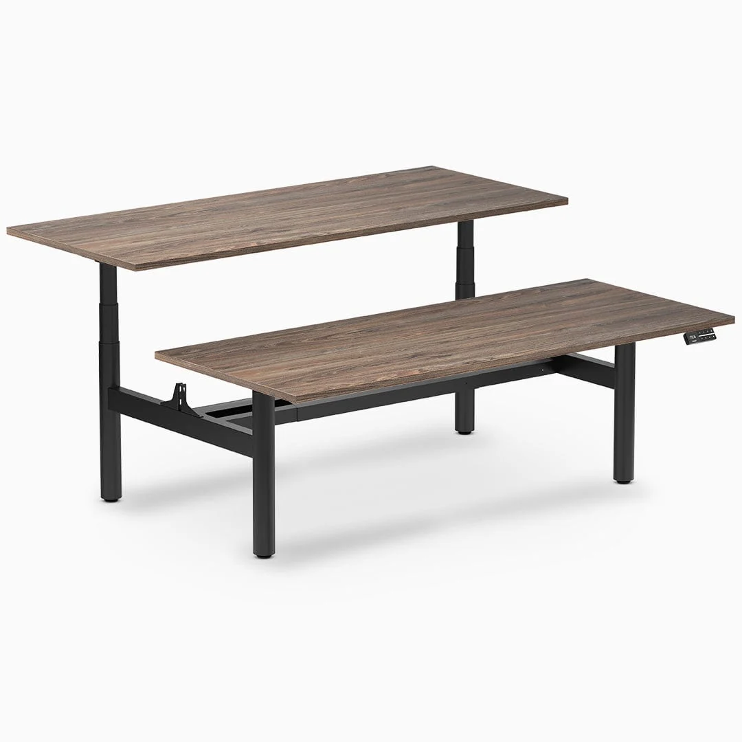 Desky Back to Back Round Leg Melamine Sit Stand Workstation - Image 28