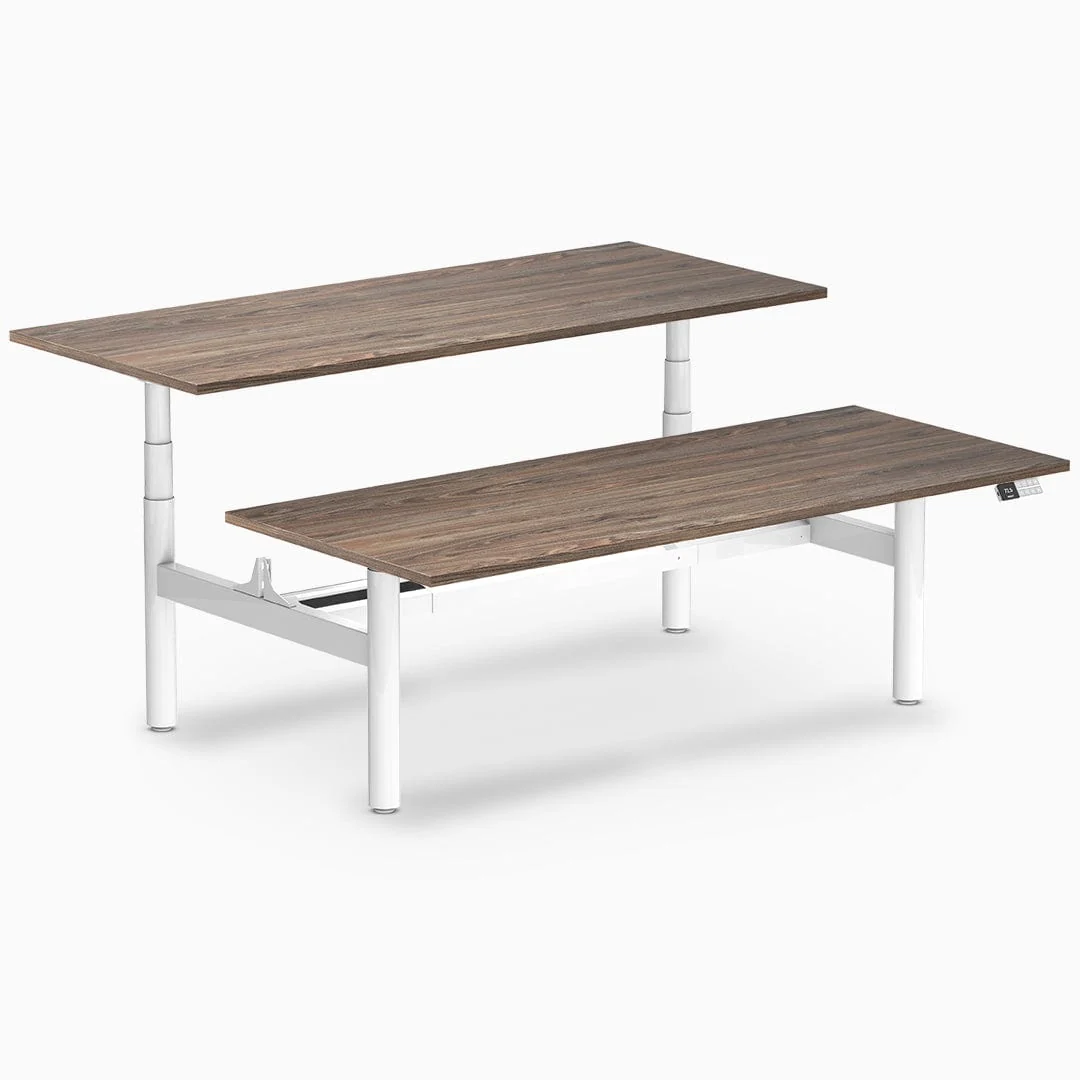 Desky Back to Back Round Leg Melamine Sit Stand Workstation - Image 29