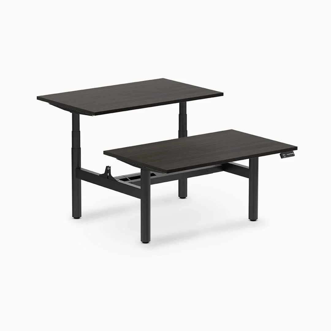 Desky Back to Back Round Leg Melamine Sit Stand Workstation - Image 30