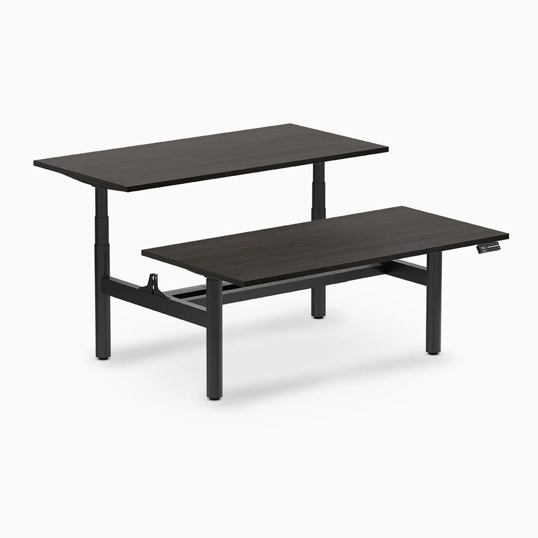Desky Back to Back Round Leg Melamine Sit Stand Workstation - Image 32