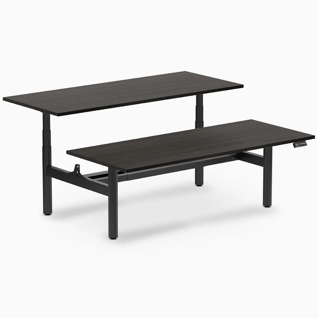 Desky Back to Back Round Leg Melamine Sit Stand Workstation - Image 34