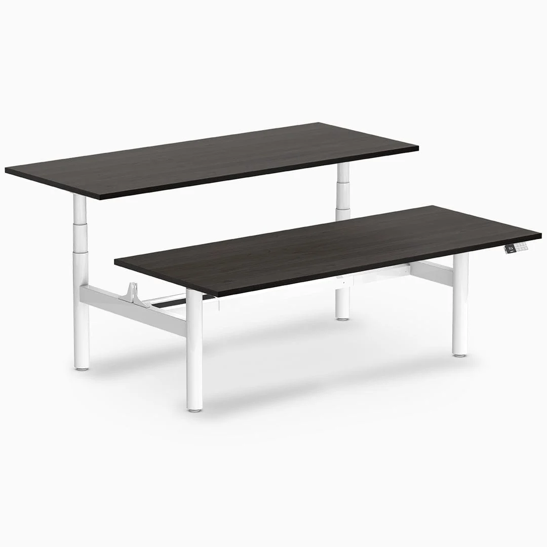 Desky Back to Back Round Leg Melamine Sit Stand Workstation - Image 35