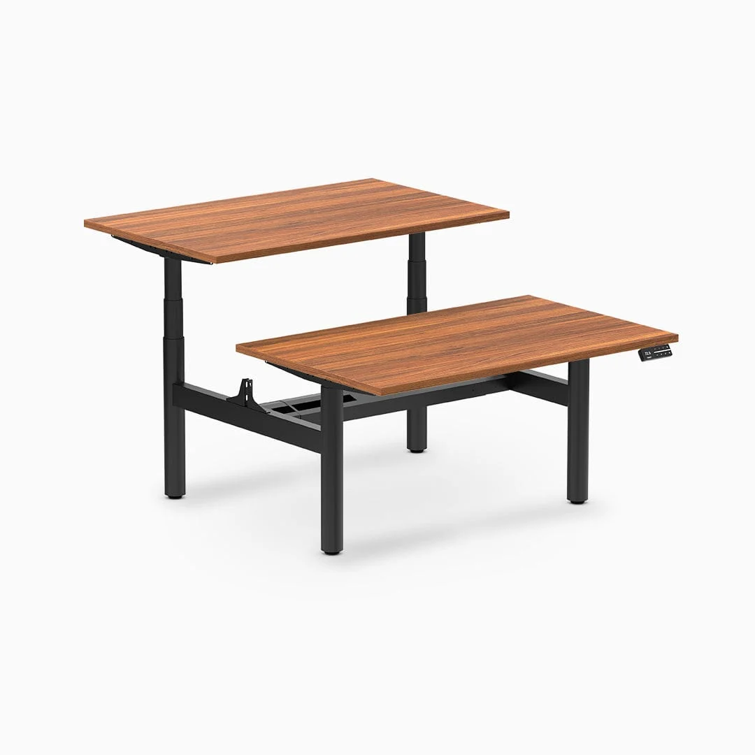 Desky Back to Back Round Leg Melamine Sit Stand Workstation - Image 36