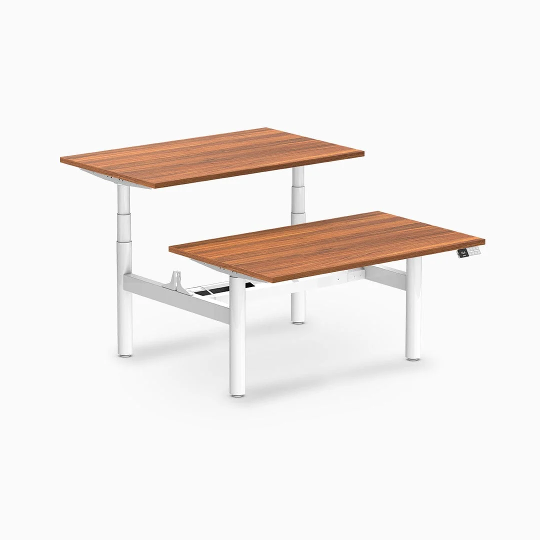 Desky Back to Back Round Leg Melamine Sit Stand Workstation - Image 37