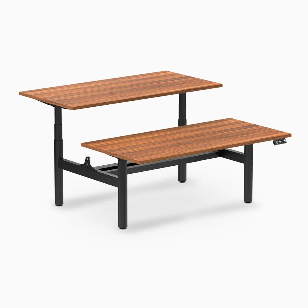 Desky Back to Back Round Leg Melamine Sit Stand Workstation - Image 38