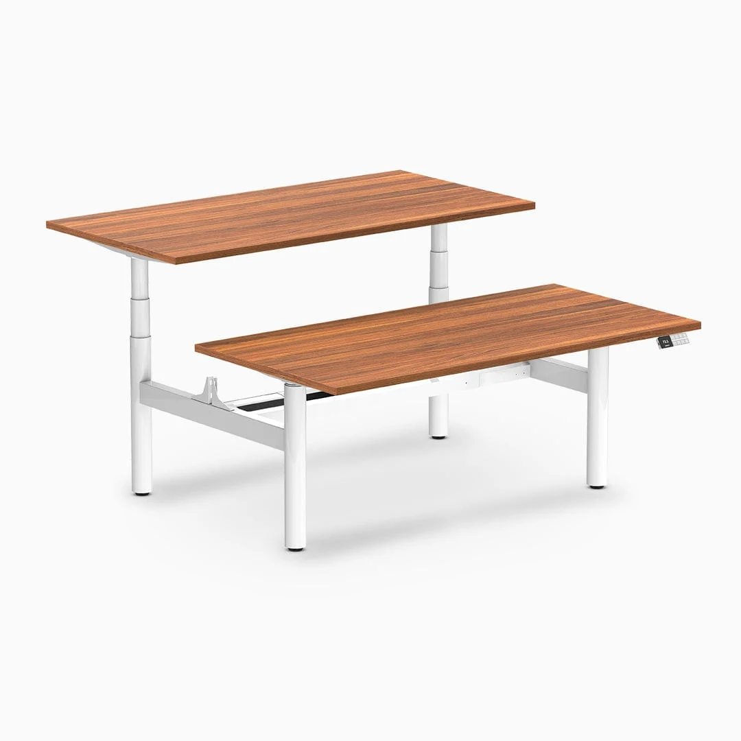 Desky Back to Back Round Leg Melamine Sit Stand Workstation - Image 39