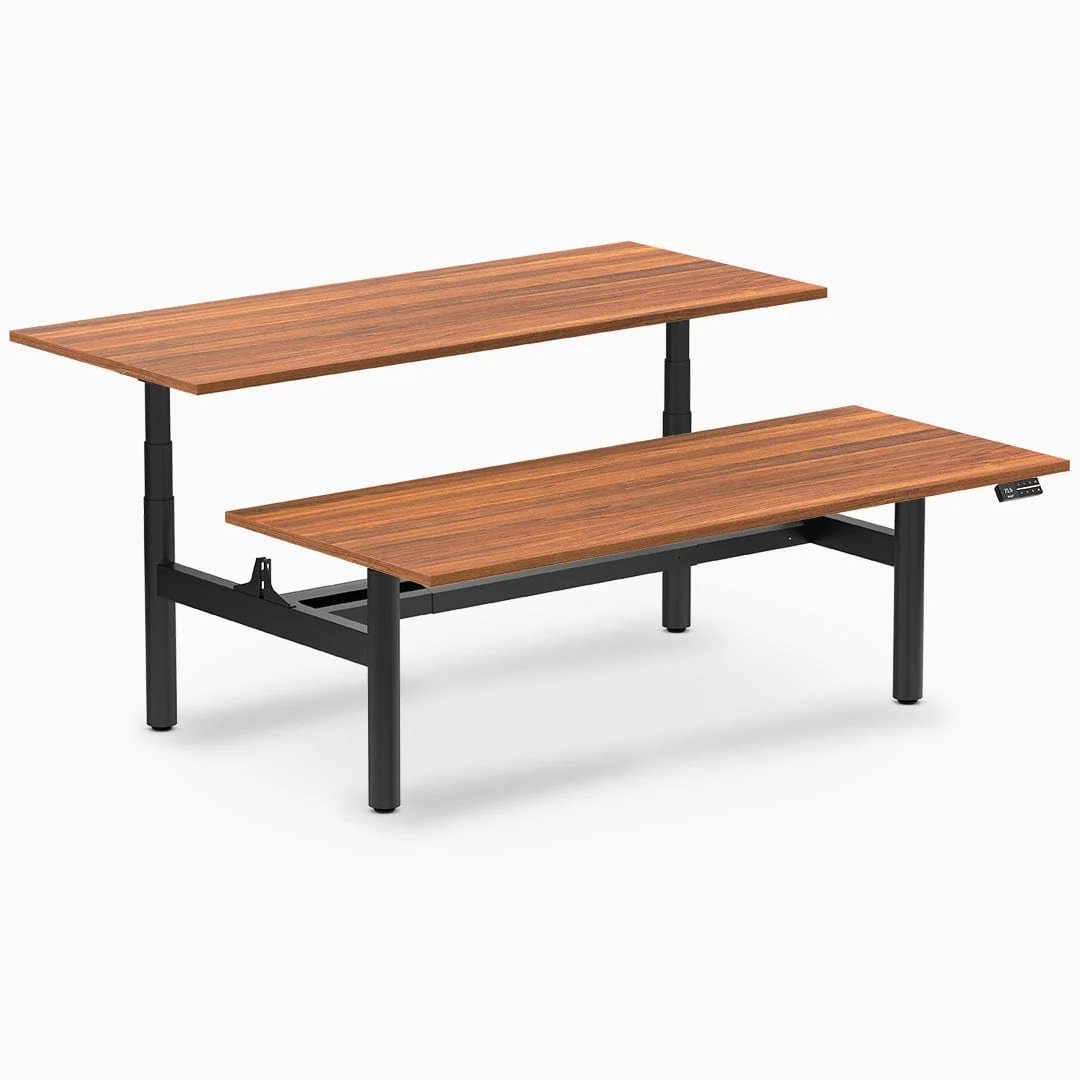 Desky Back to Back Round Leg Melamine Sit Stand Workstation - Image 40