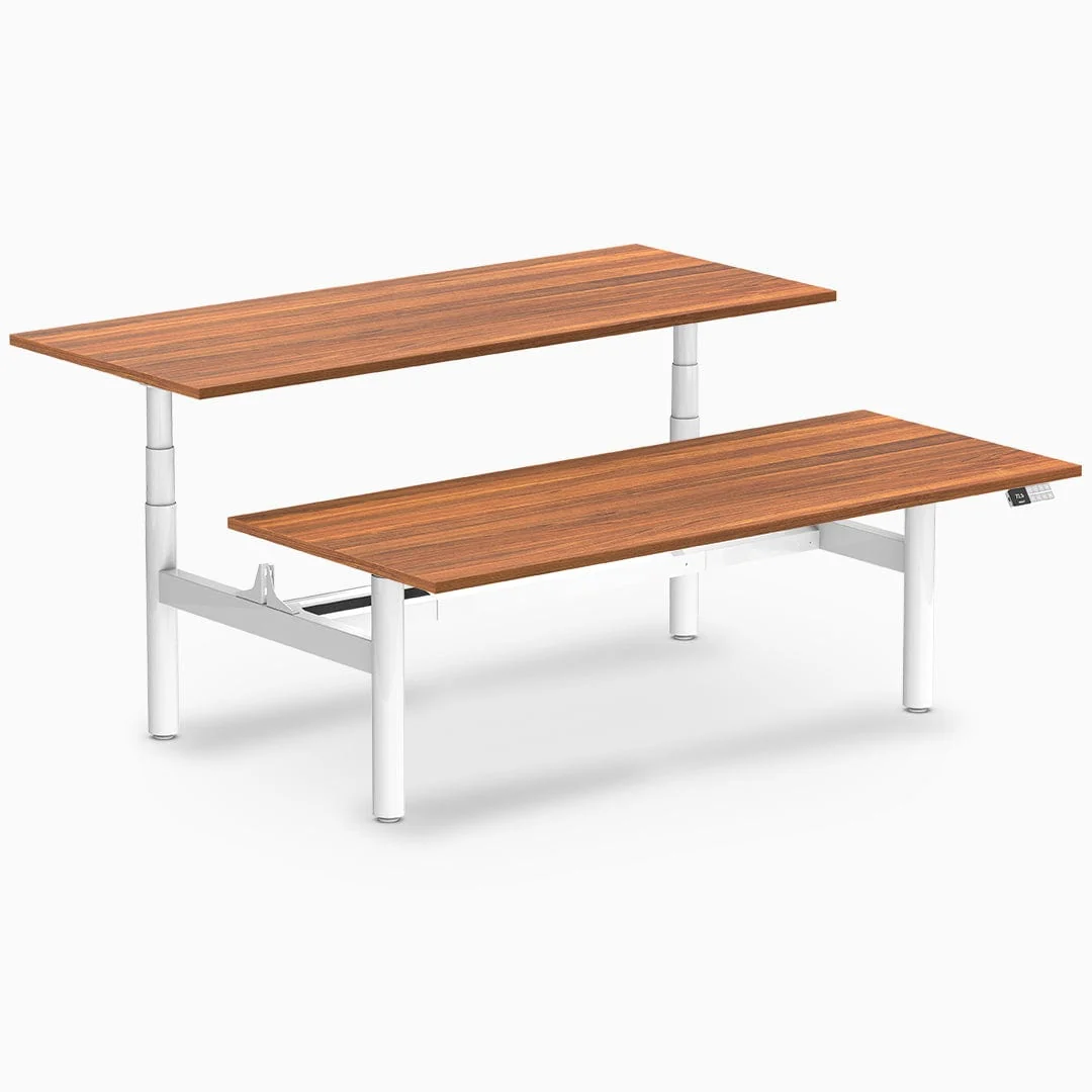 Desky Back to Back Round Leg Melamine Sit Stand Workstation - Image 41