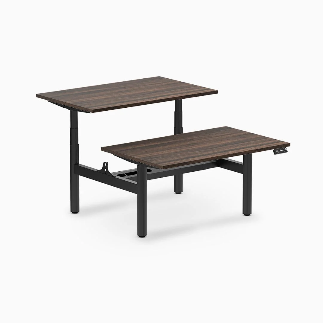 Desky Back to Back Round Leg Melamine Sit Stand Workstation - Image 42
