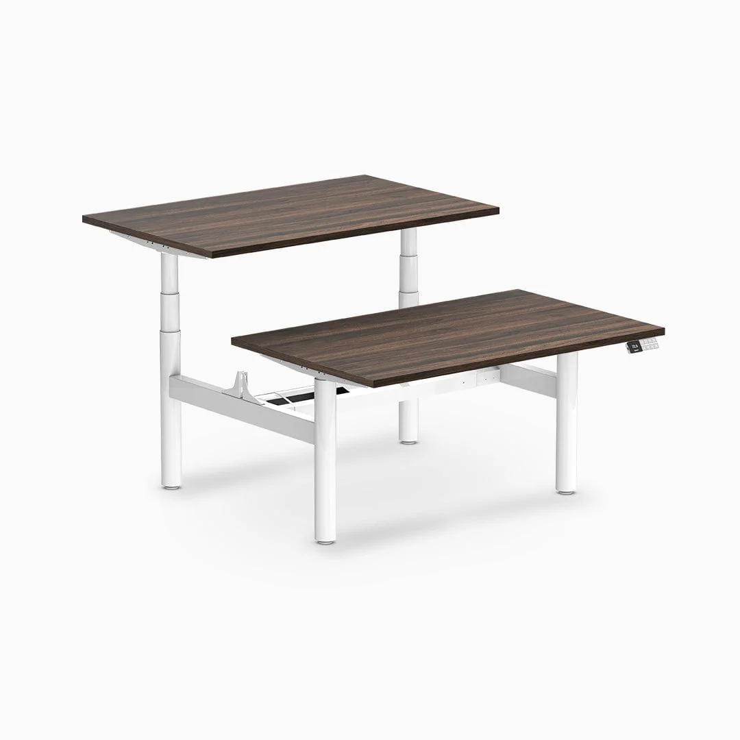 Desky Back to Back Round Leg Melamine Sit Stand Workstation - Image 43