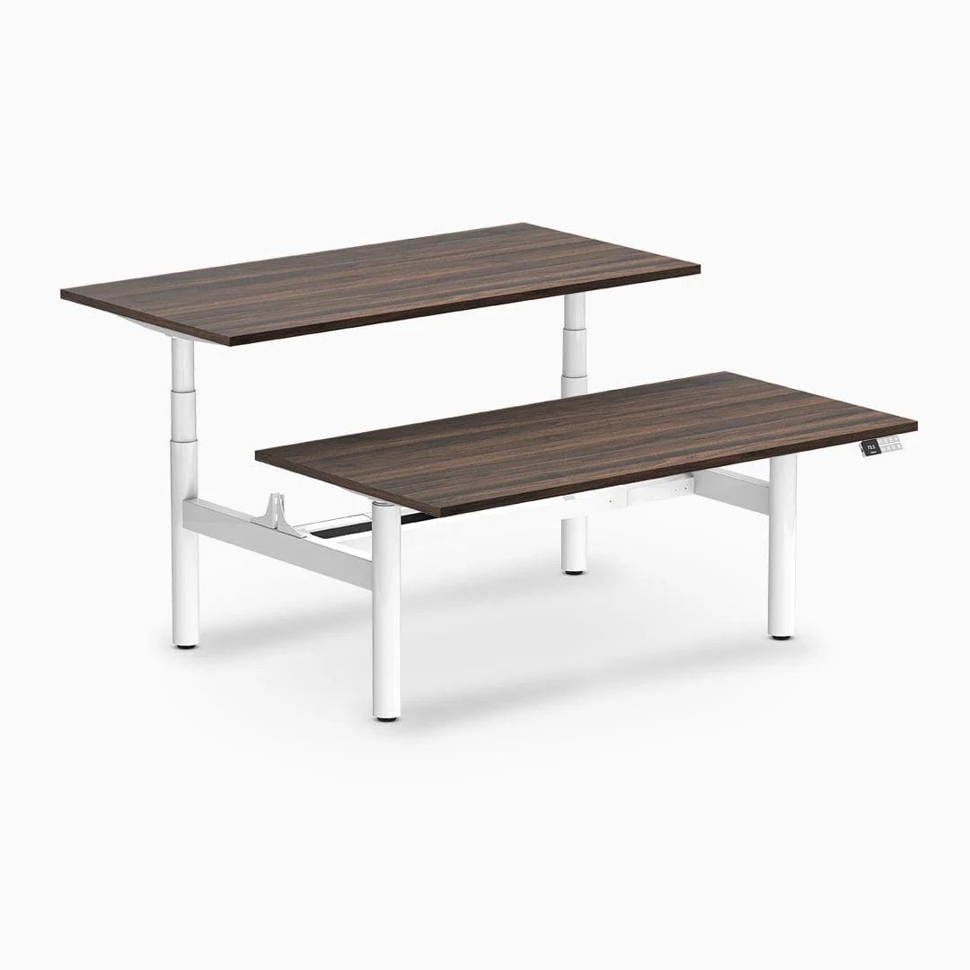 Desky Back to Back Round Leg Melamine Sit Stand Workstation - Image 45