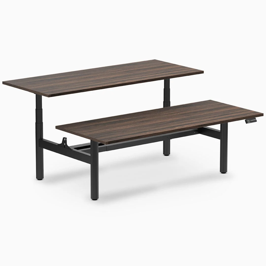 Desky Back to Back Round Leg Melamine Sit Stand Workstation - Image 46