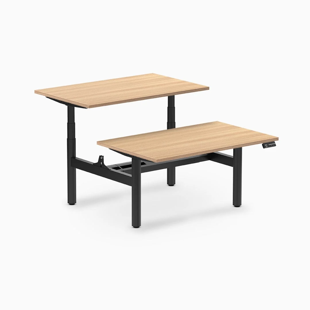 Desky Back to Back Round Leg Melamine Sit Stand Workstation - Image 48