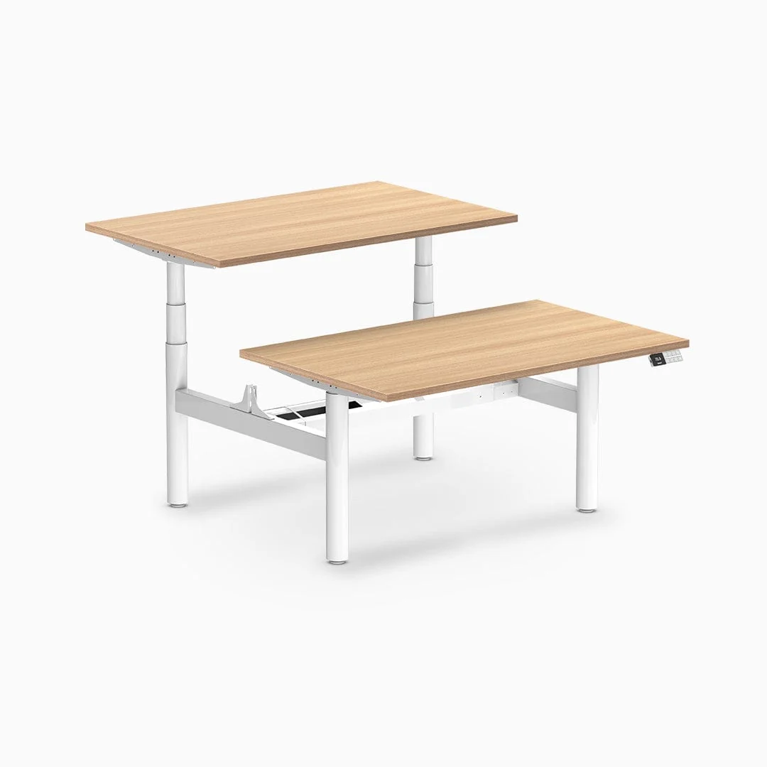 Desky Back to Back Round Leg Melamine Sit Stand Workstation - Image 49