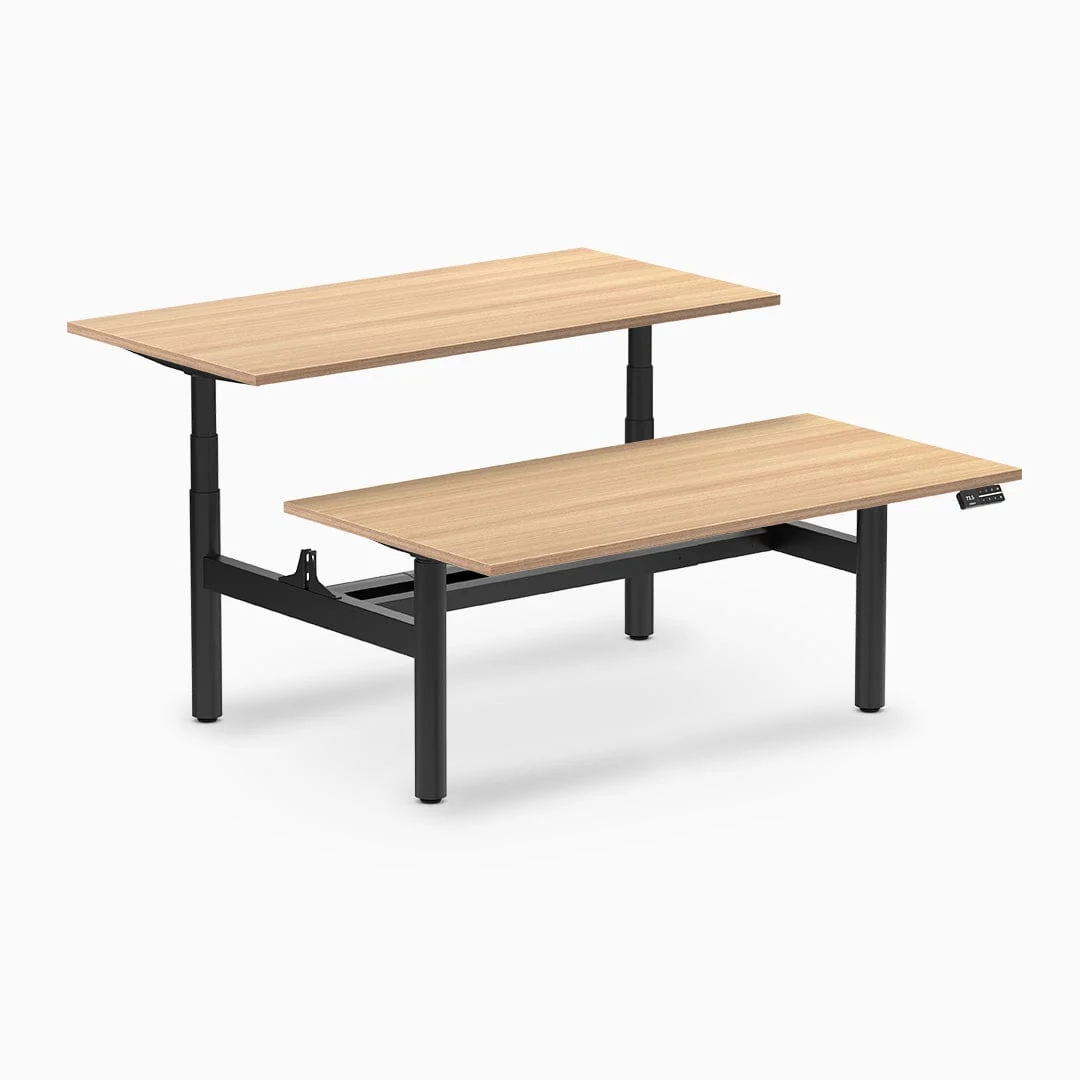 Desky Back to Back Round Leg Melamine Sit Stand Workstation - Image 50