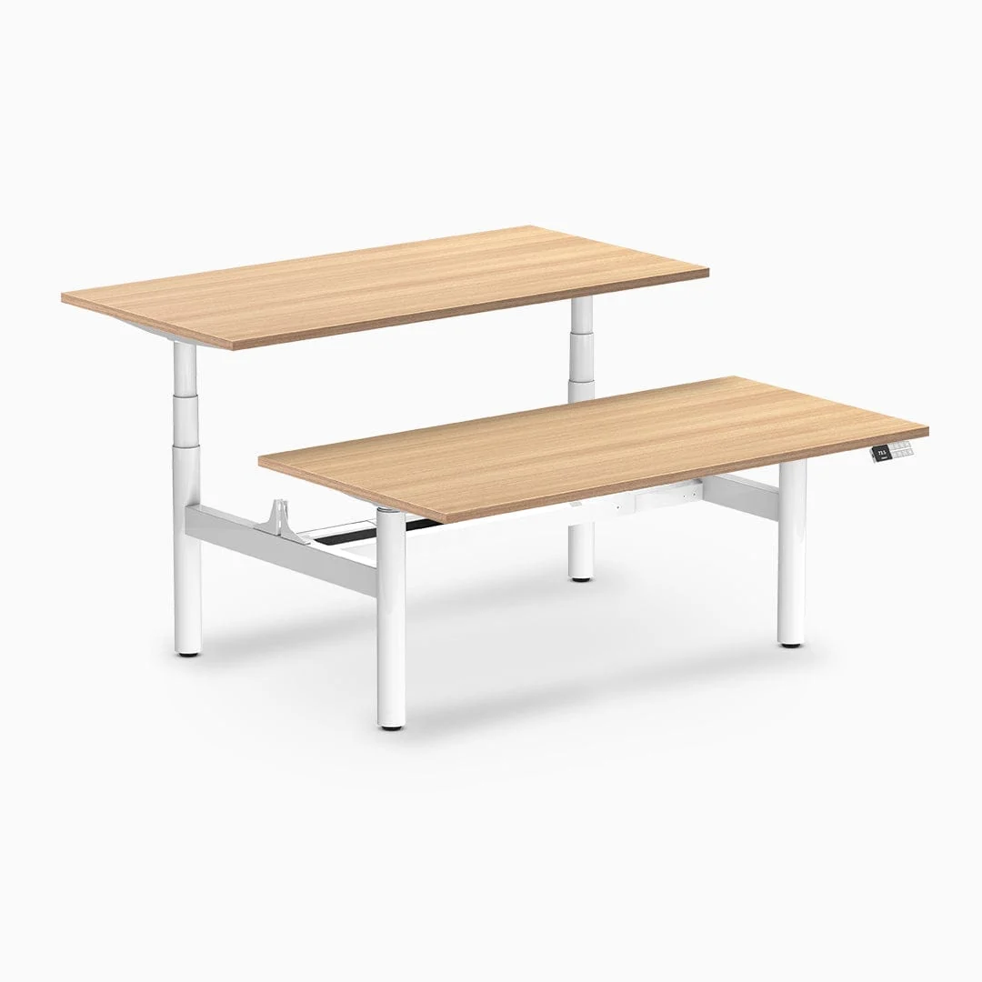 Desky Back to Back Round Leg Melamine Sit Stand Workstation - Image 51