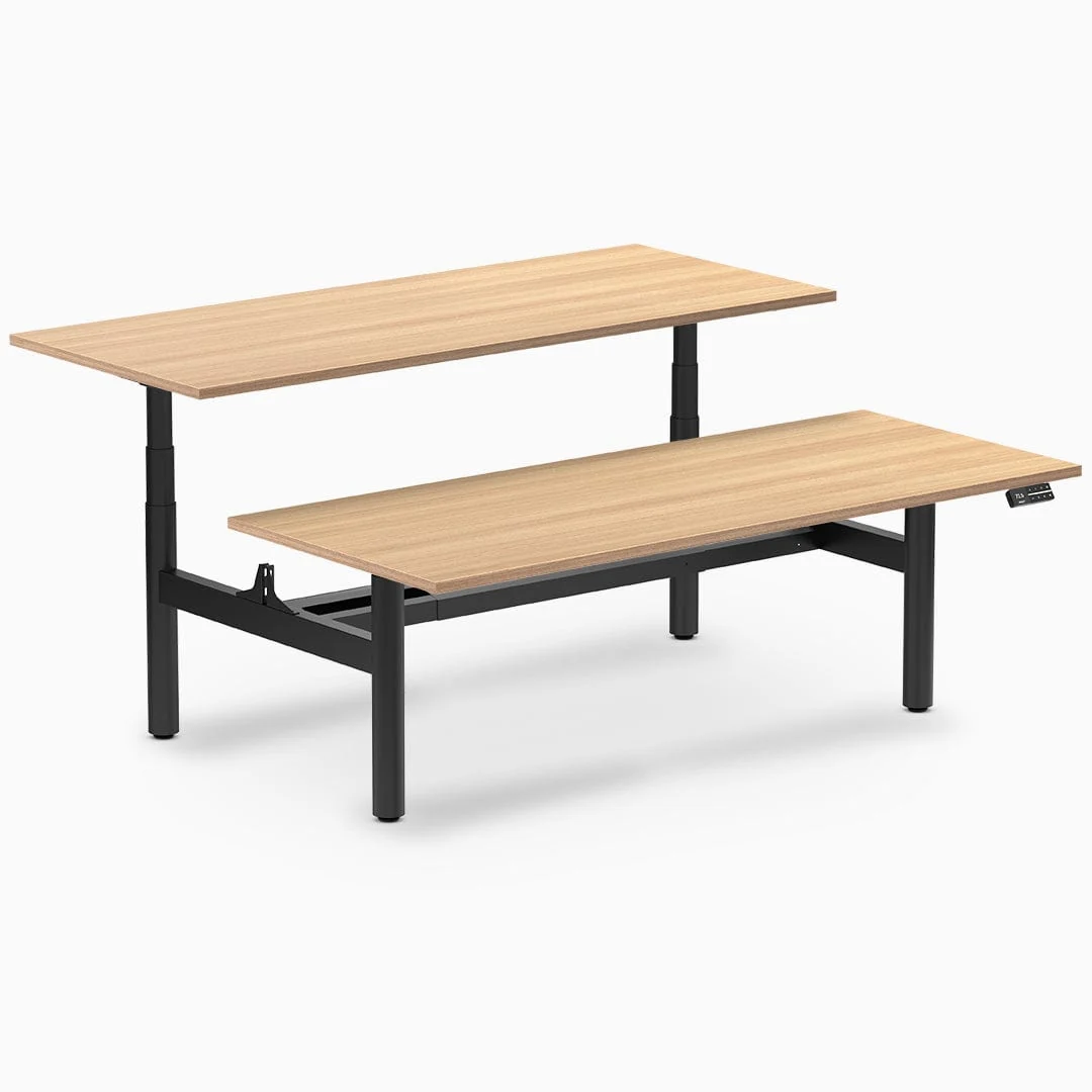 Desky Back to Back Round Leg Melamine Sit Stand Workstation - Image 52