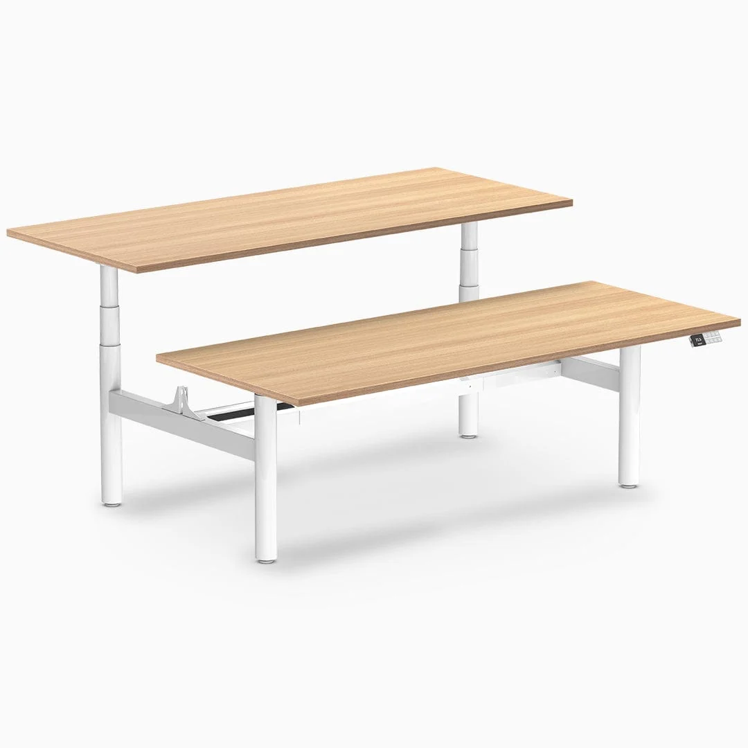 Desky Back to Back Round Leg Melamine Sit Stand Workstation - Image 53
