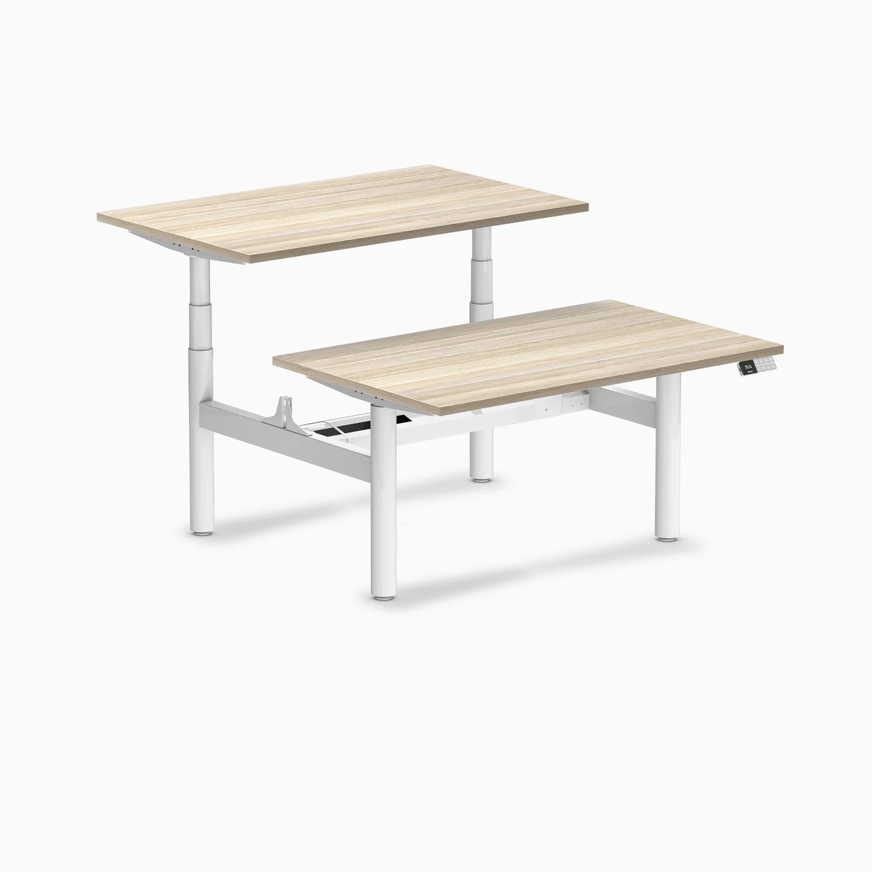 Desky Back to Back Round Leg Melamine Sit Stand Workstation - Image 55