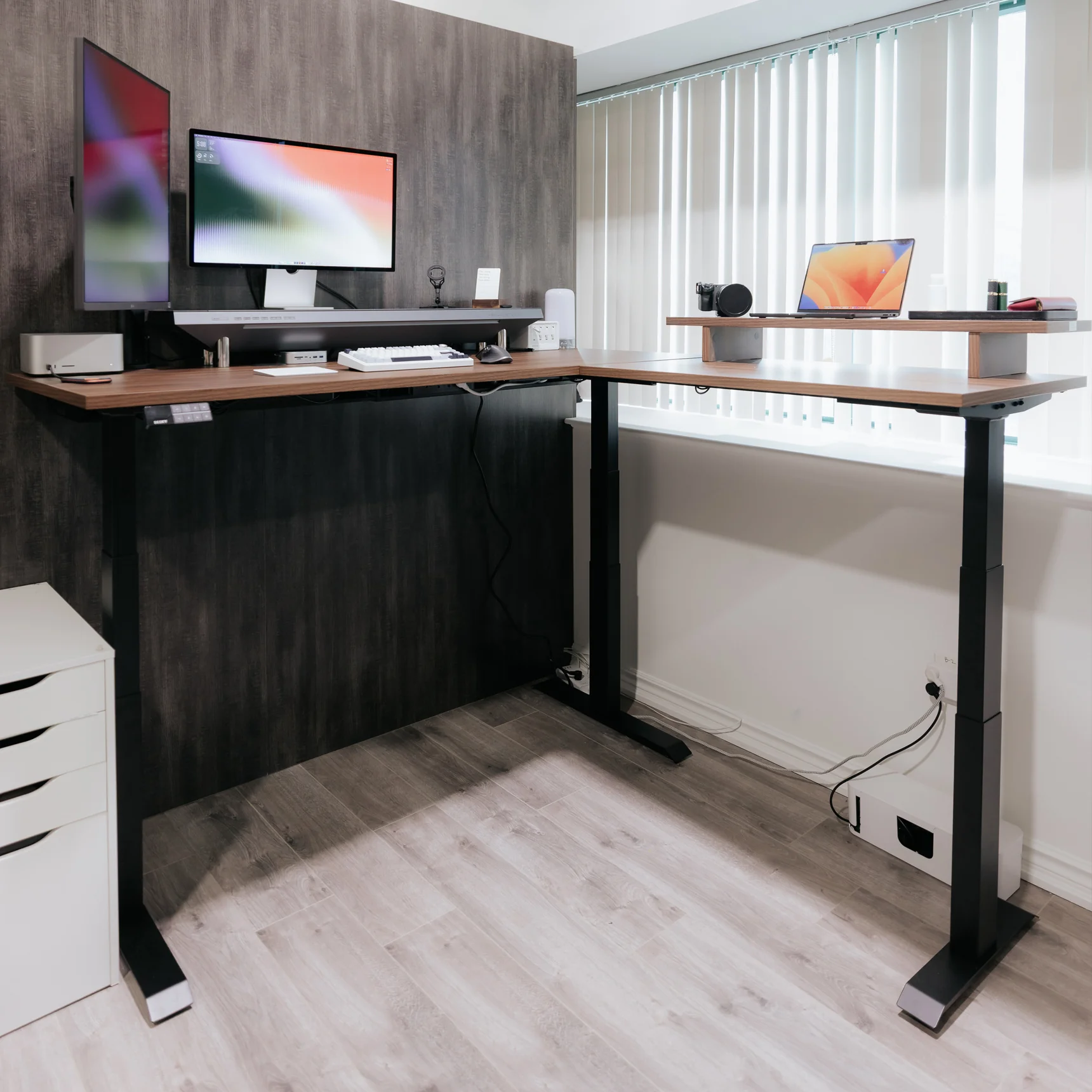 Desky Eco L-Shape Melamine Sit Stand Desk - Image 5