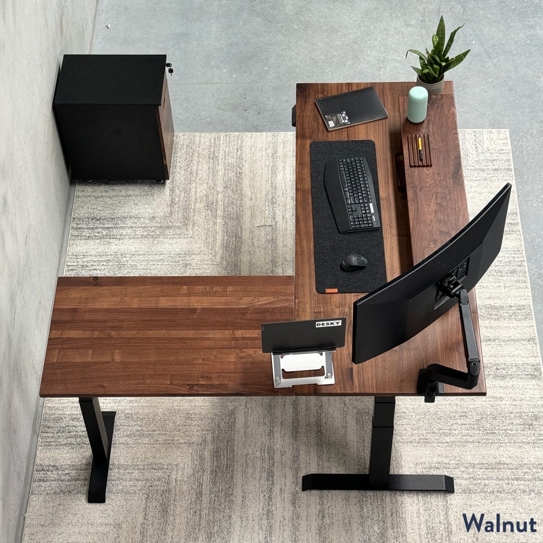 Desky Hardwood L-Shape Sit Stand Desk - Image 13