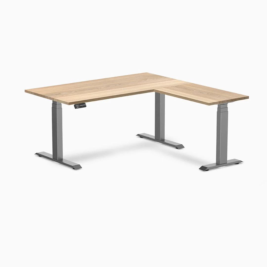 Desky Hardwood L-Shape Sit Stand Desk - Image 20