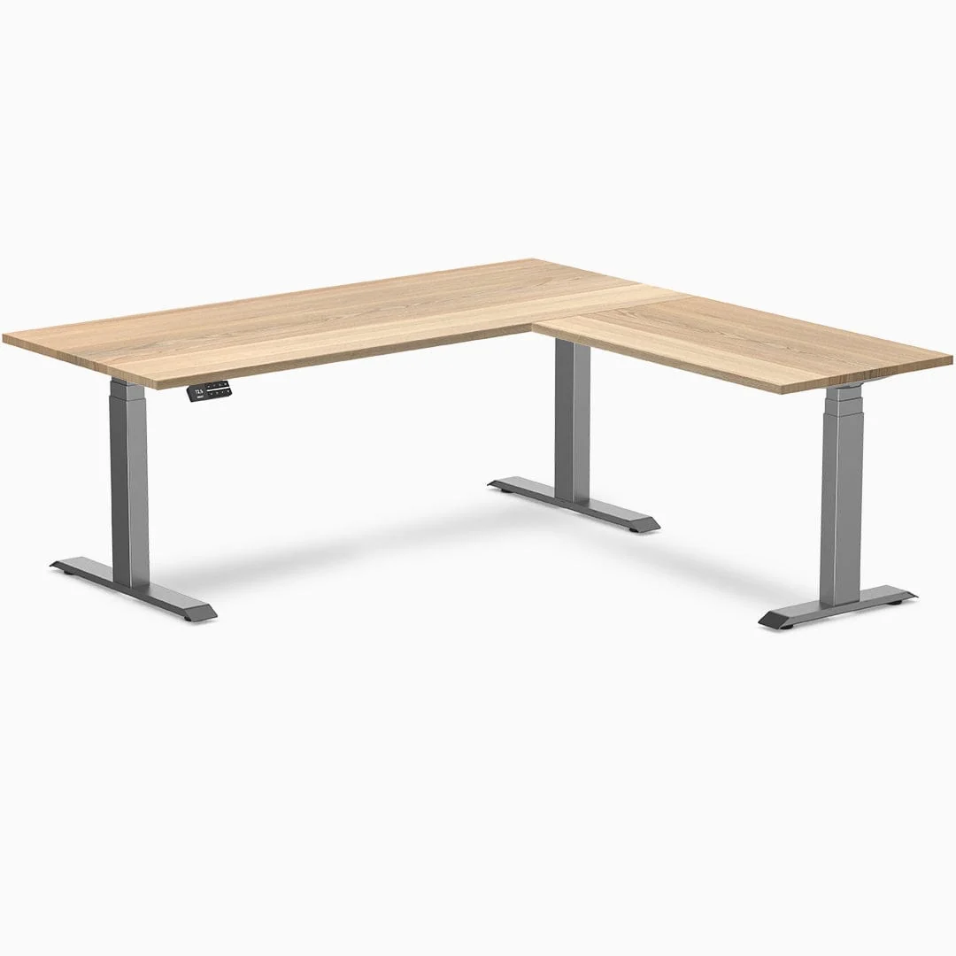 Desky Hardwood L-Shape Sit Stand Desk - Image 21
