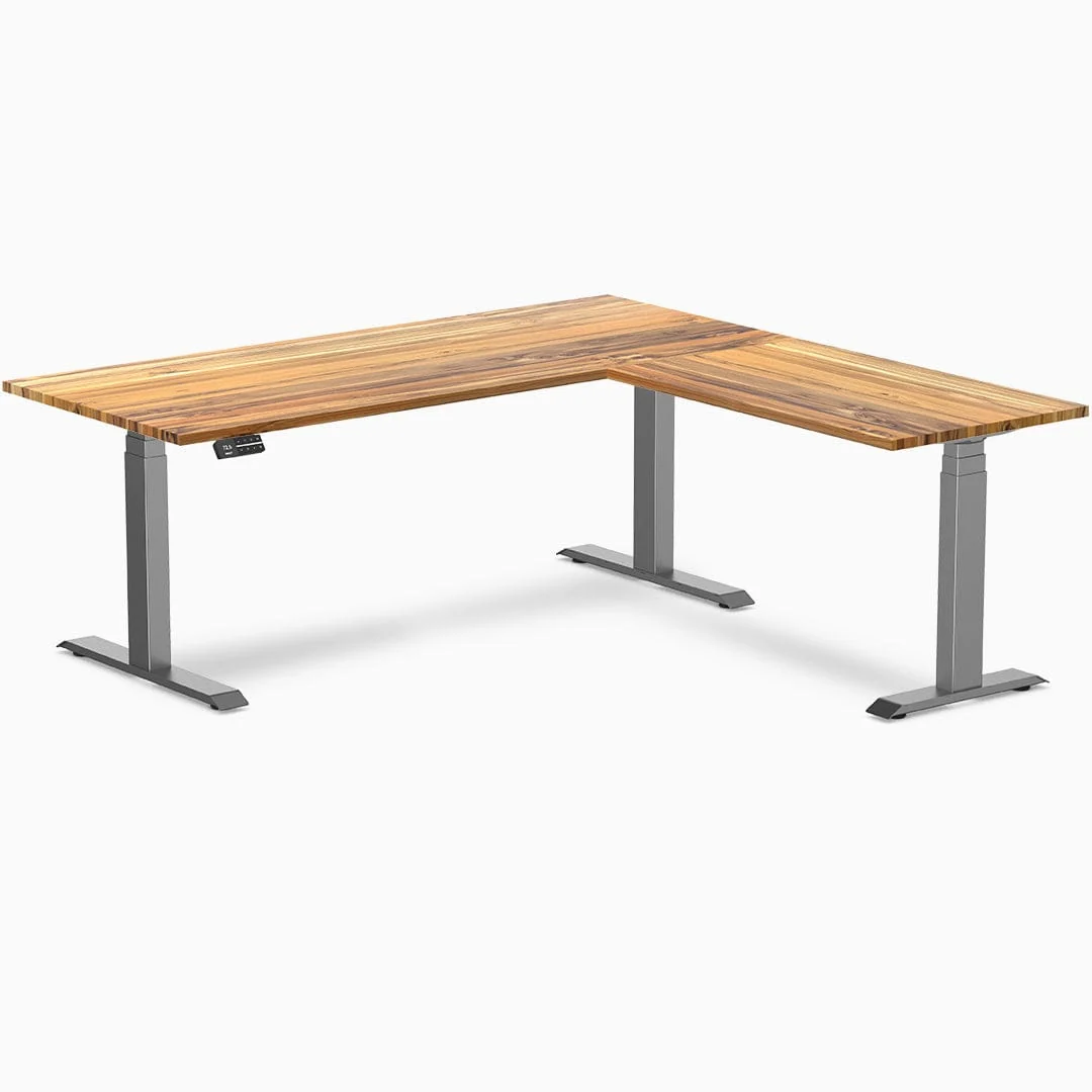 Desky Hardwood L-Shape Sit Stand Desk - Image 25
