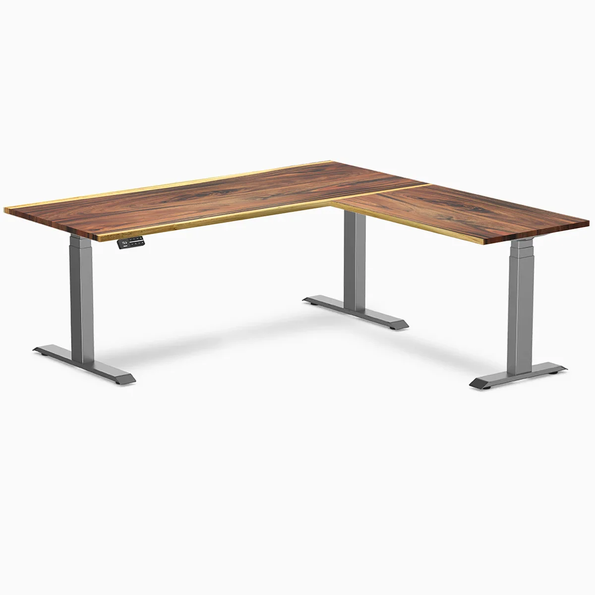 Desky Hardwood L-Shape Sit Stand Desk - Image 55