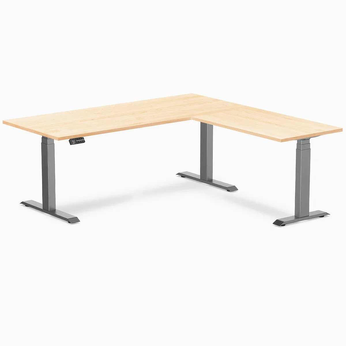 Desky Hardwood L-Shape Sit Stand Desk - Image 75