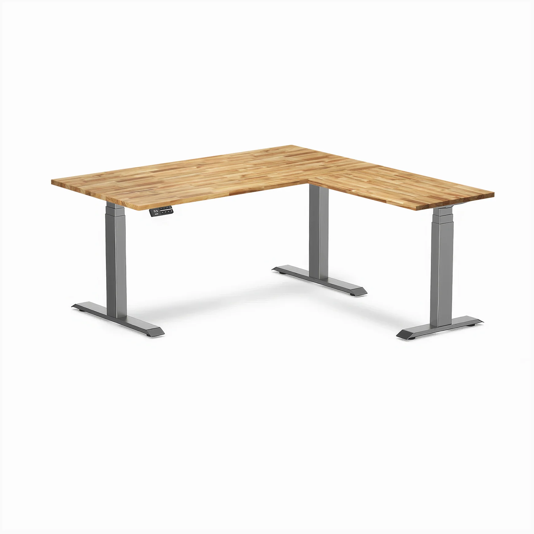 Desky Hardwood L-Shape Sit Stand Desk - Image 77